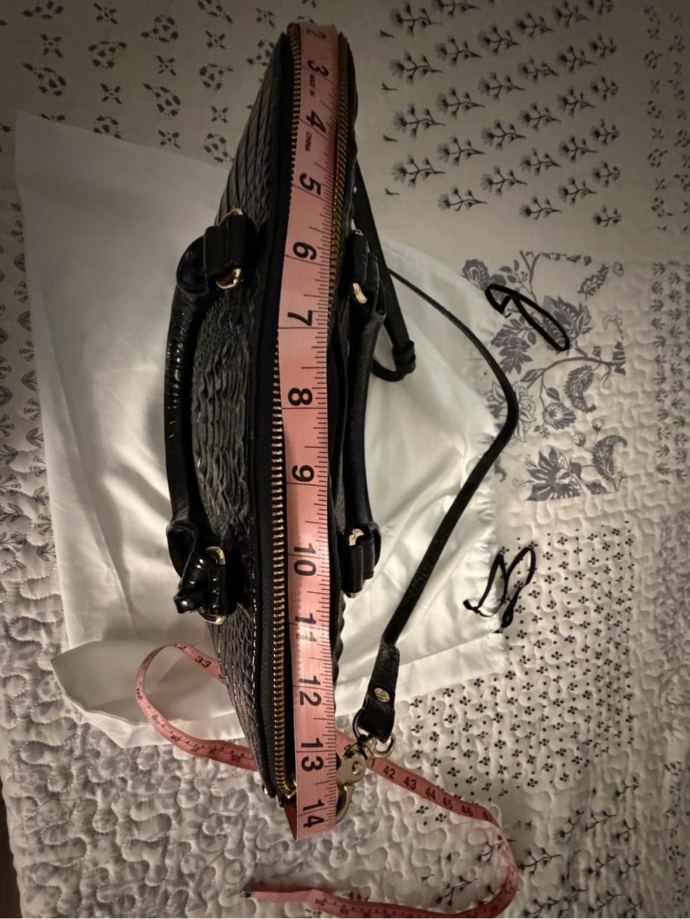 Brahmin Black Croc-Embossed Satchel with Matching Card Case - Picture 10 of 10